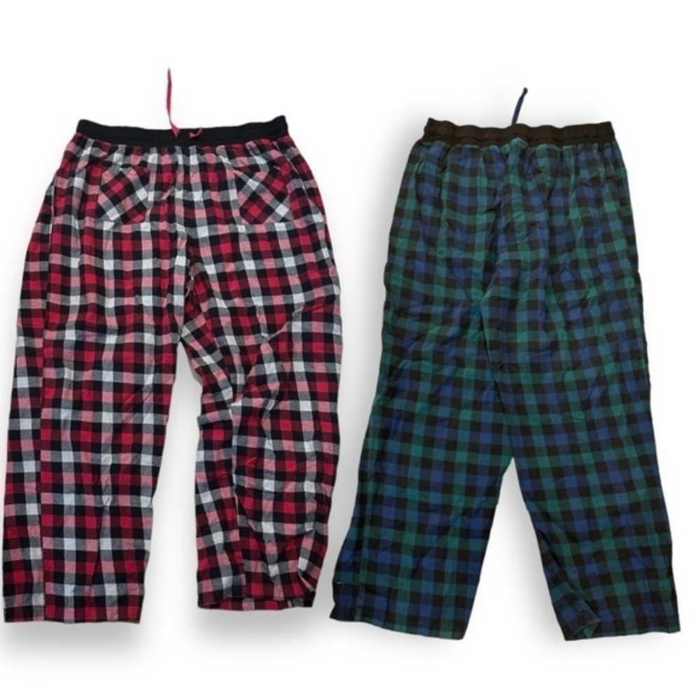 Women’s Déesse Plaid Pyjamas Pant 2 Set Green Blue Plaid & Pink Blue Plaid